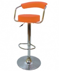 Удобен тапициран бар стол оранжев